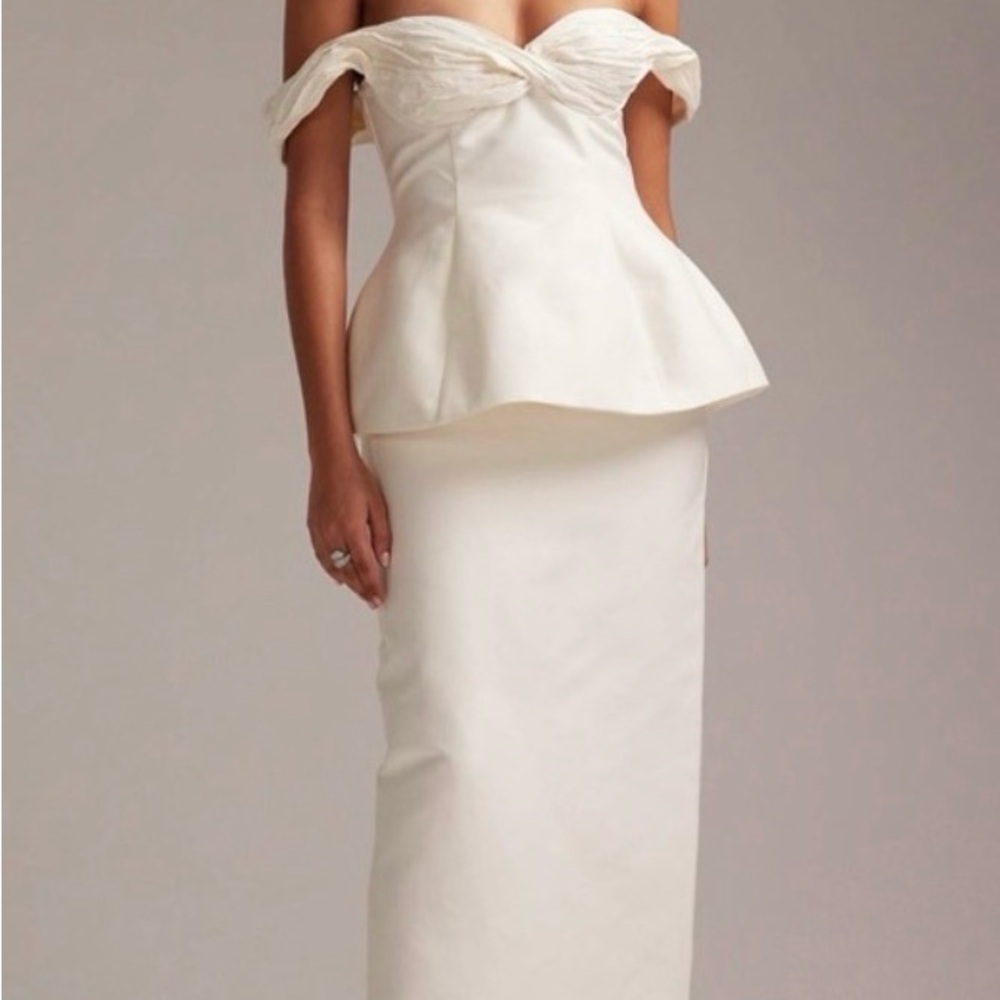 ASOS Off-Shoulder White Peplum Midi Dress